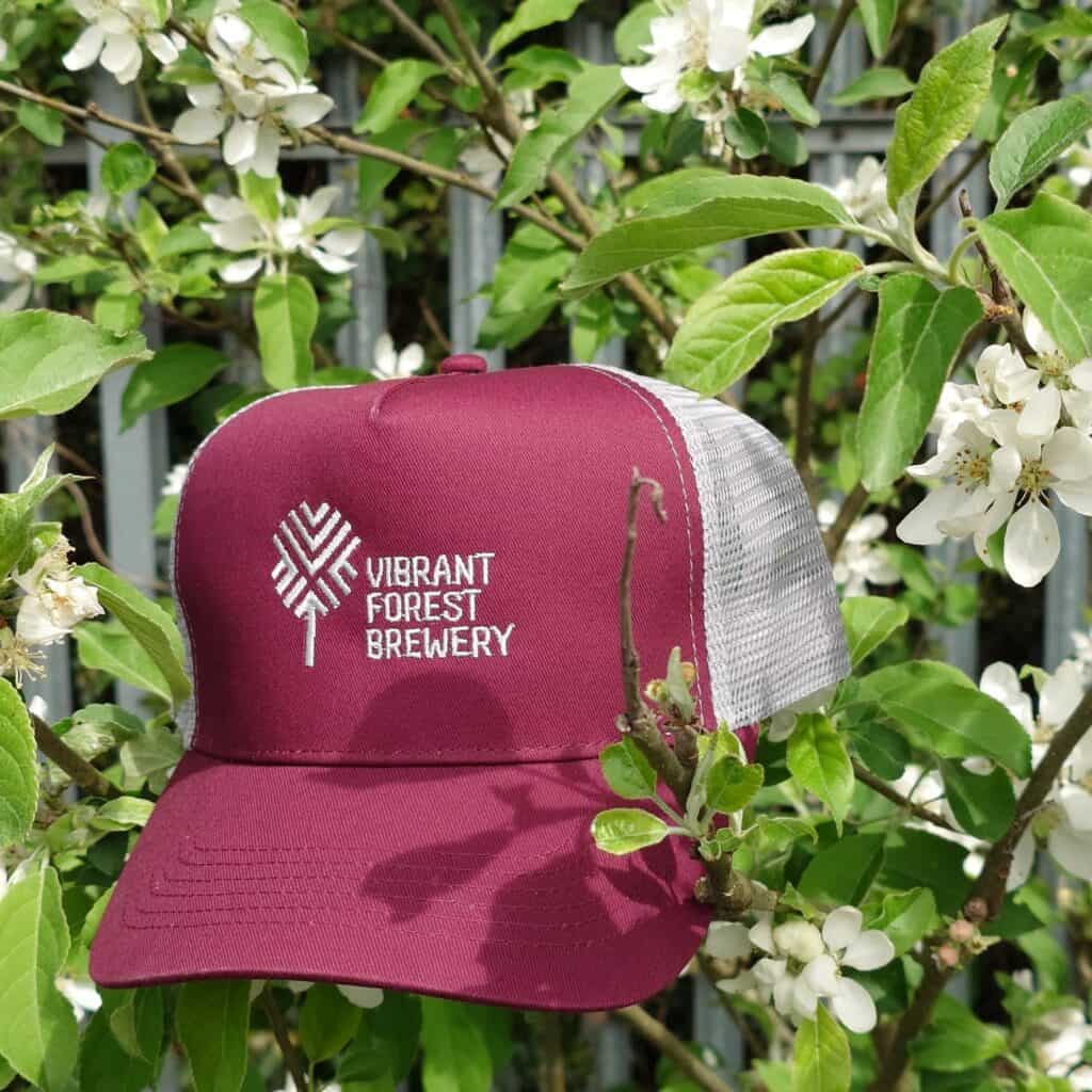 Vibrant Forest Trucker Cap – Classic Red & Grey