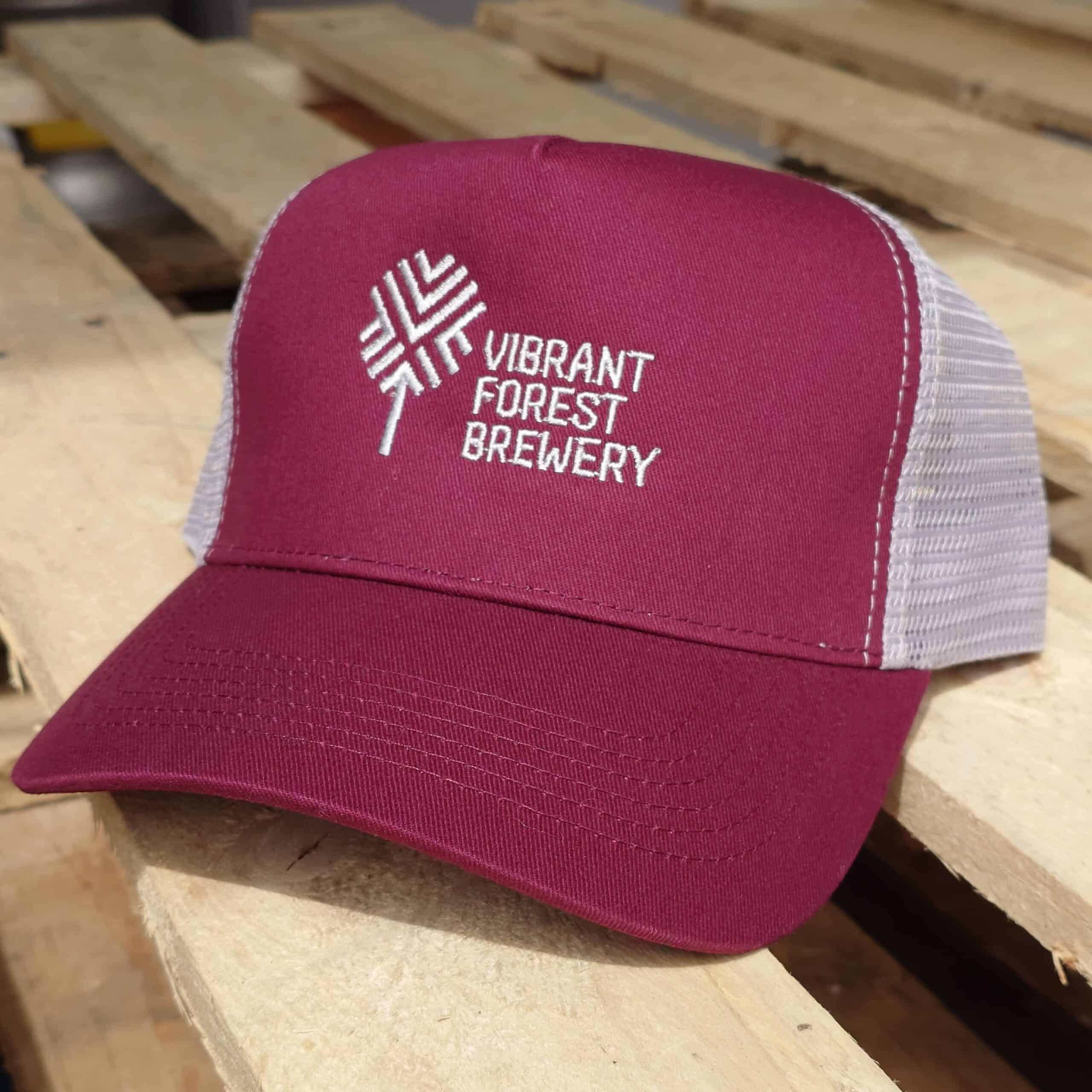 Vibrant Forest Trucker Cap – Classic Red & Grey